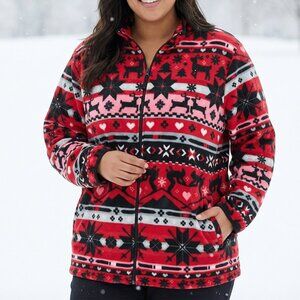 NWT $85 VERA BRADLEY Nordic fleece jacket red black pink 3XL